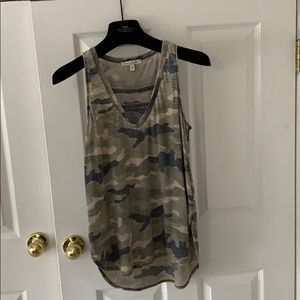 Camo V-Neck Sleeveless Top